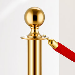 Stanchions and Velvet Ropes 4Pcs, Hollow Base with Stainless Steel Post, 2 Red Velvet Ropes and Posts, Crowd Control Barriers Gold Stanchions, Red Carpet Runner Poles for Party Supplies