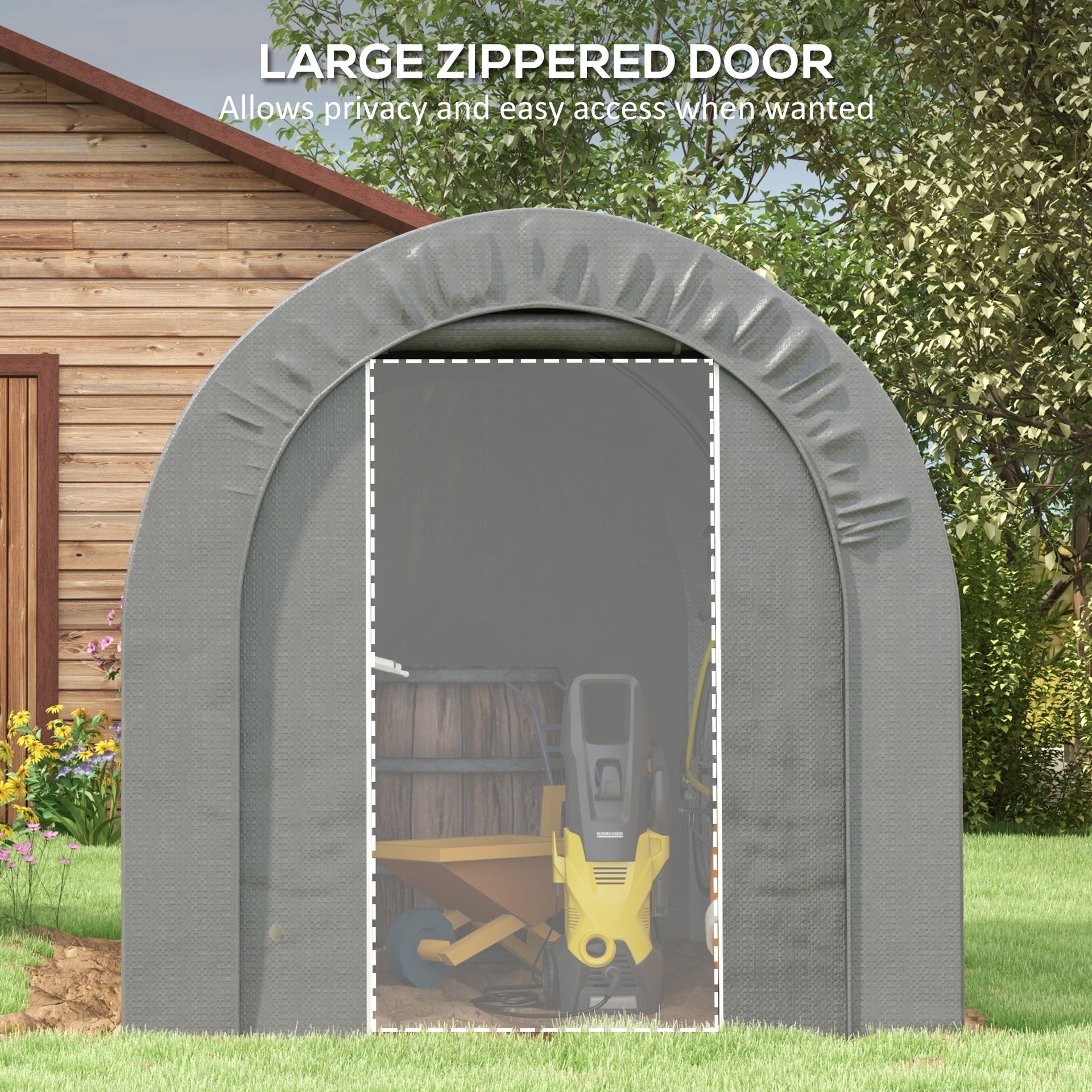 Outsunny 6' x 8' Garden Storage Tent, Heavy Duty Outdoor Shed, Waterproof Portable Shed Storage Shelter with Galvanized Metal Frame for Bike, Motorcycle, Garden Tools, Gray