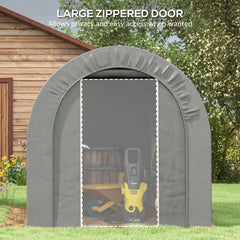 Outsunny 6' x 8' Garden Storage Tent, Heavy Duty Outdoor Shed, Waterproof Portable Shed Storage Shelter with Galvanized Metal Frame for Bike, Motorcycle, Garden Tools, Gray