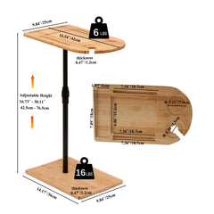 Couch Tray Table Bamboo Height Adjustable Side Table for Sofa C-shaped Oval End Tables with Slots for Bed & Chairs in Living Room & Bedroom (Oval + Rectangle)