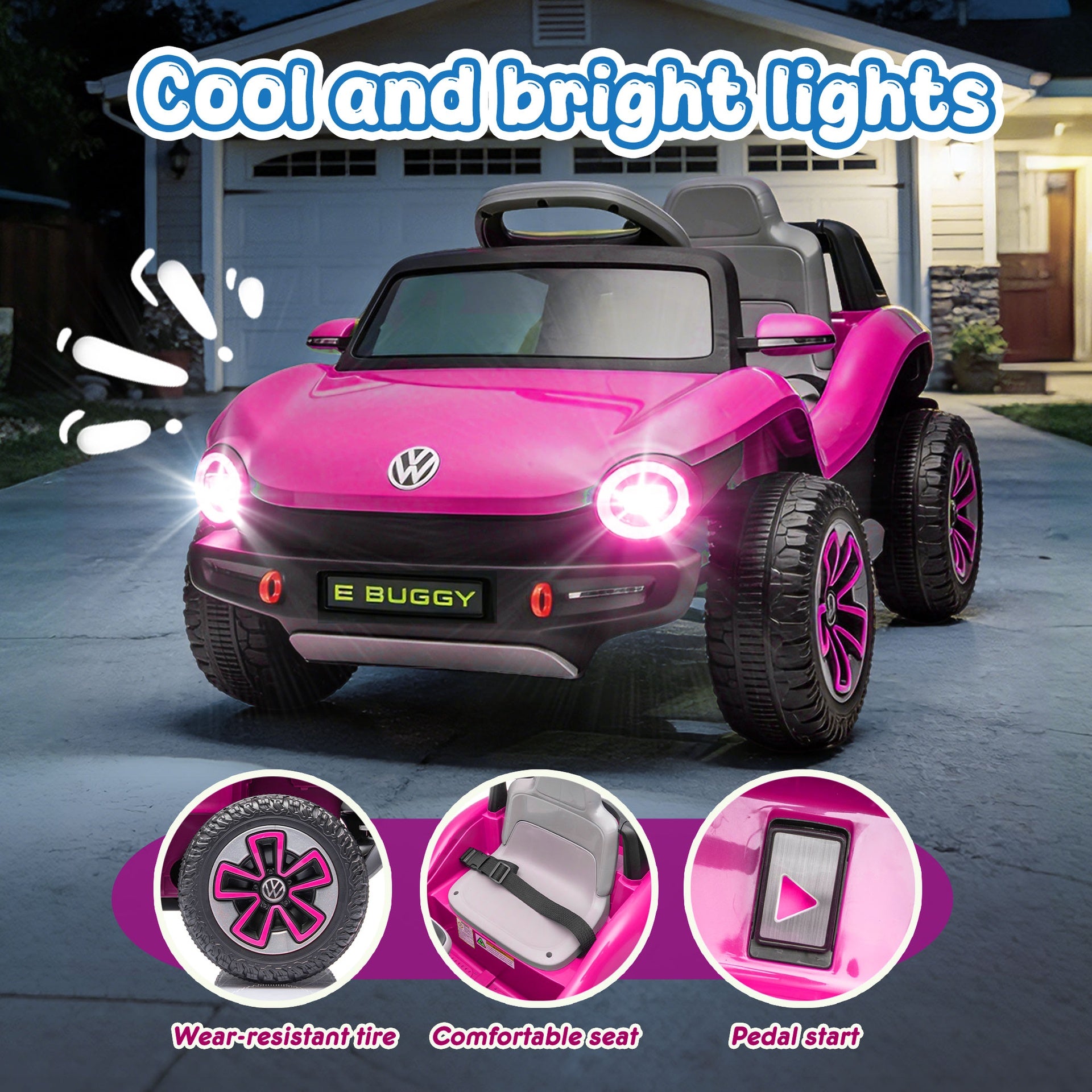 12V Licensed Volkswagen Beetle Kids Ride On Electric Car W/2.4G PC,Cute&Curvy Body,2WD,4-Wheel Suspension,Rear Cargo Storage,Bright Front Headlights,Bluetooth,USB,Music,Speeds 1.5-2.5MPH For kids 3-5