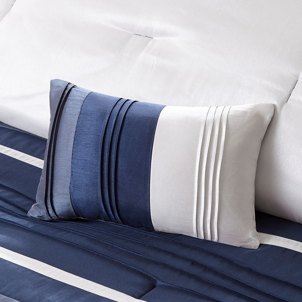 7 Piece Comforter Set Navy King