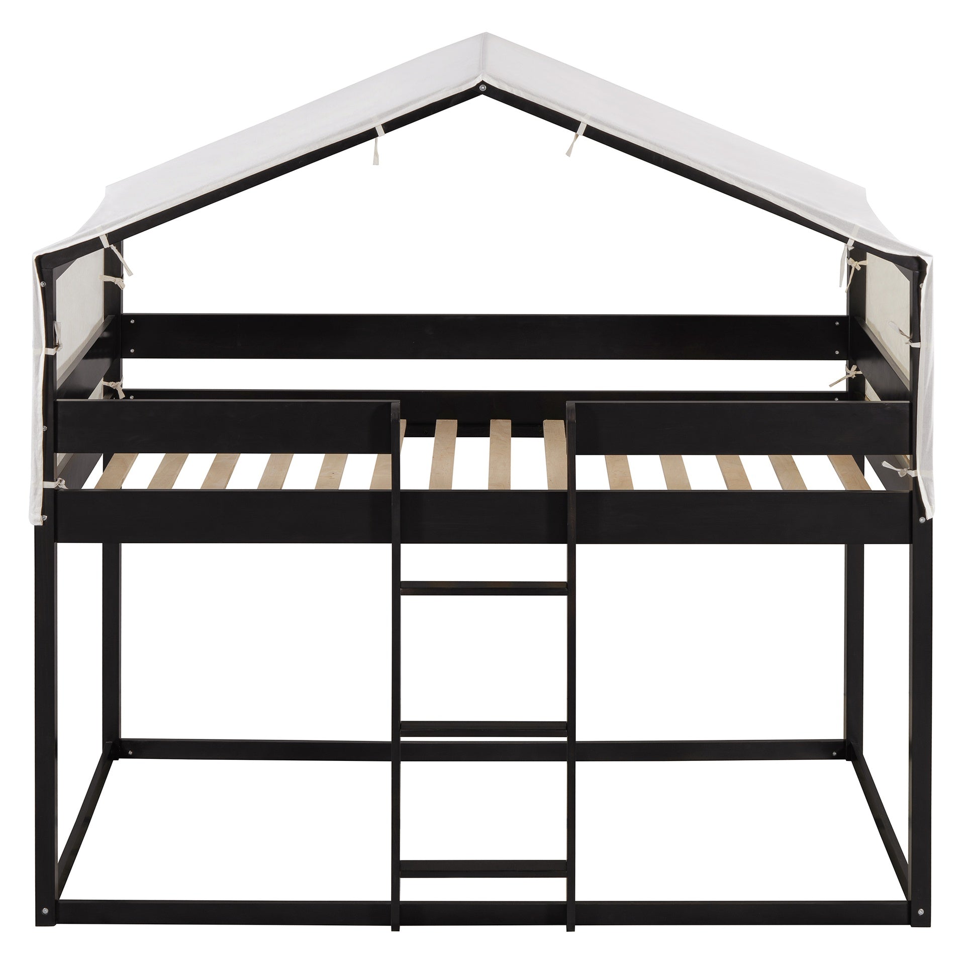 Twin Over Twin Wood Bunk Bed with Tent, Espresso(OLD SKU:LT000708AAP)