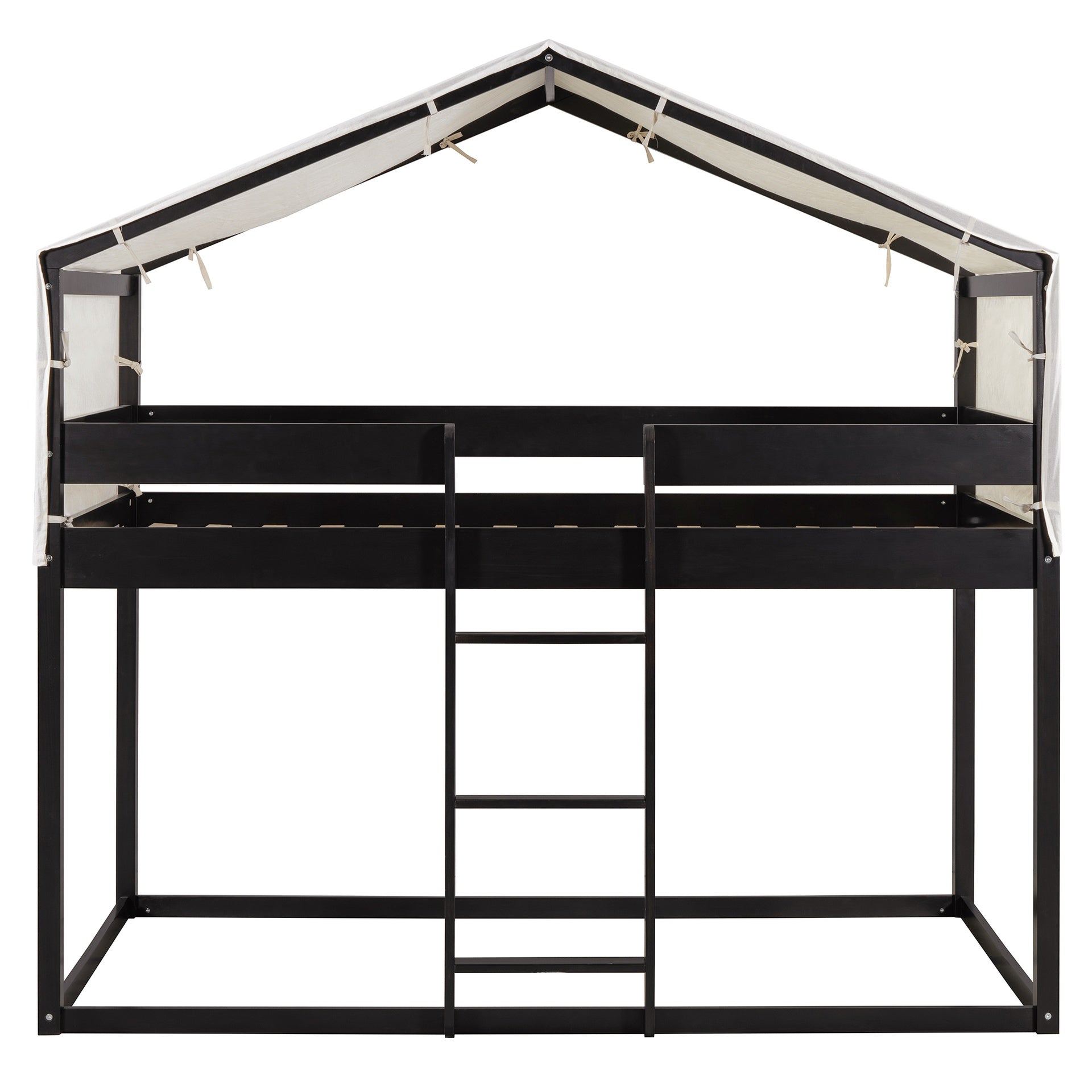 Twin Over Twin Wood Bunk Bed with Tent, Espresso(OLD SKU:LT000708AAP)