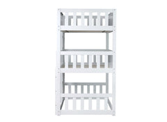 Twin Size Triple Rubber Wood Bunk Bed, with Ladders, Guardrails Detachable Bunk Bed, Twin over Twin over Twin,White