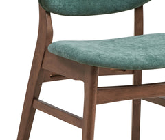Bevis Green Fabric & Walnut Finish Side Chair (Set of 2)