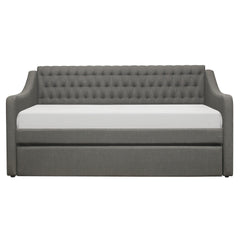 1pc Modern Traditional Gray Upholstery Daybed Pull Out Trundle Casters Tufted Bedroom Living Room Furniture