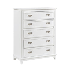 White Finish Storage Chest with 5 Drawers Wooden Modern Bedroom Furniture 1pc Vertical Dresser