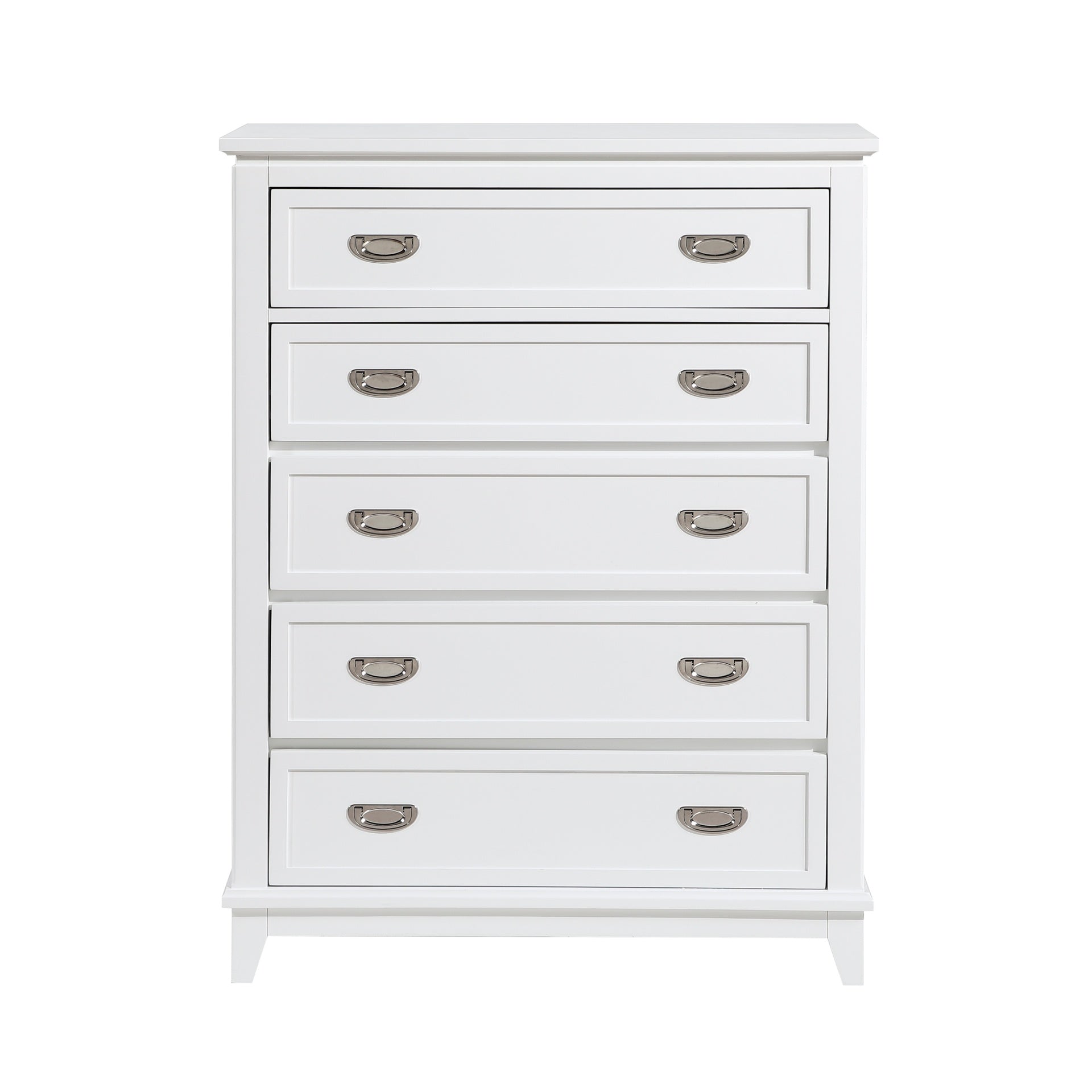 White Finish Storage Chest with 5 Drawers Wooden Modern Bedroom Furniture 1pc Vertical Dresser