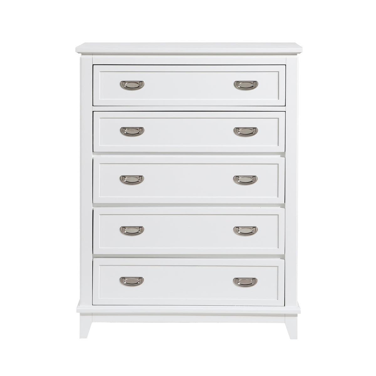 White Finish Storage Chest with 5 Drawers Wooden Modern Bedroom Furniture 1pc Vertical Dresser
