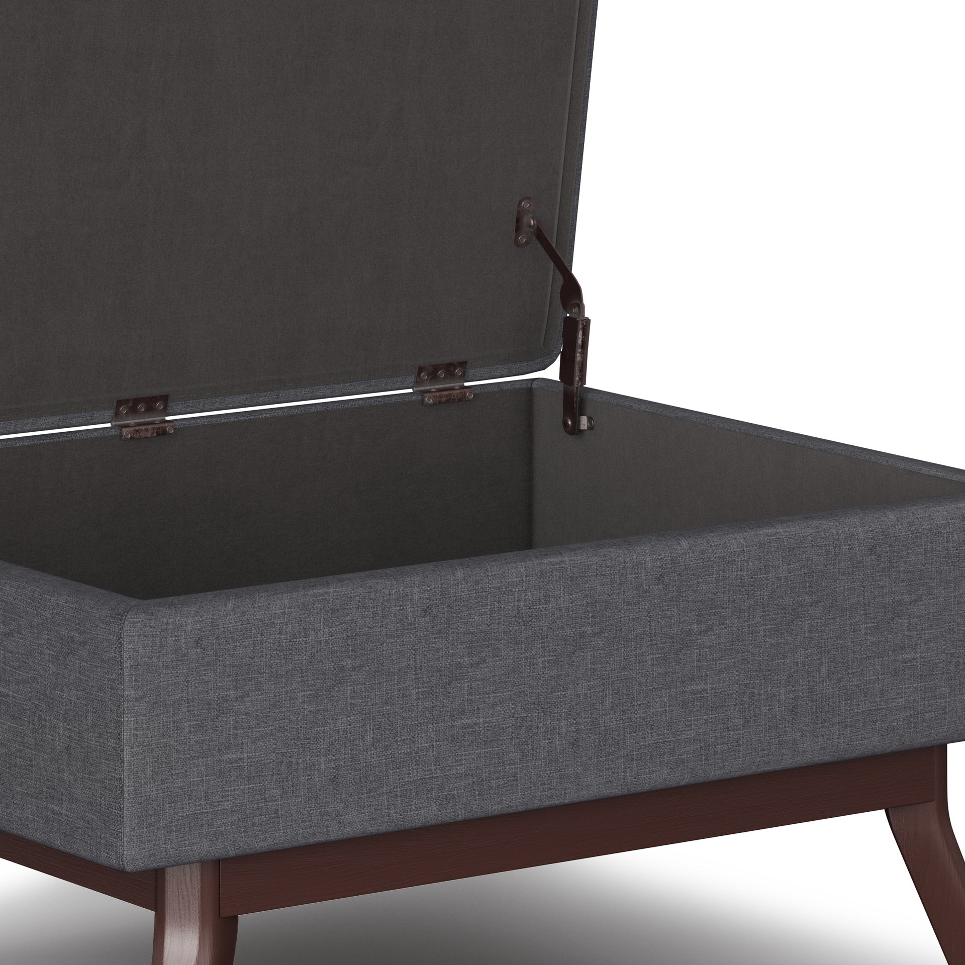 Owen 34 inch Wide Coffee Table Storage Ottoman in Slate Grey Linen Look Fabric