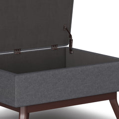 Owen 34 inch Wide Coffee Table Storage Ottoman in Slate Grey Linen Look Fabric
