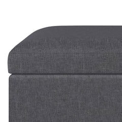 Owen 34 inch Wide Coffee Table Storage Ottoman in Slate Grey Linen Look Fabric