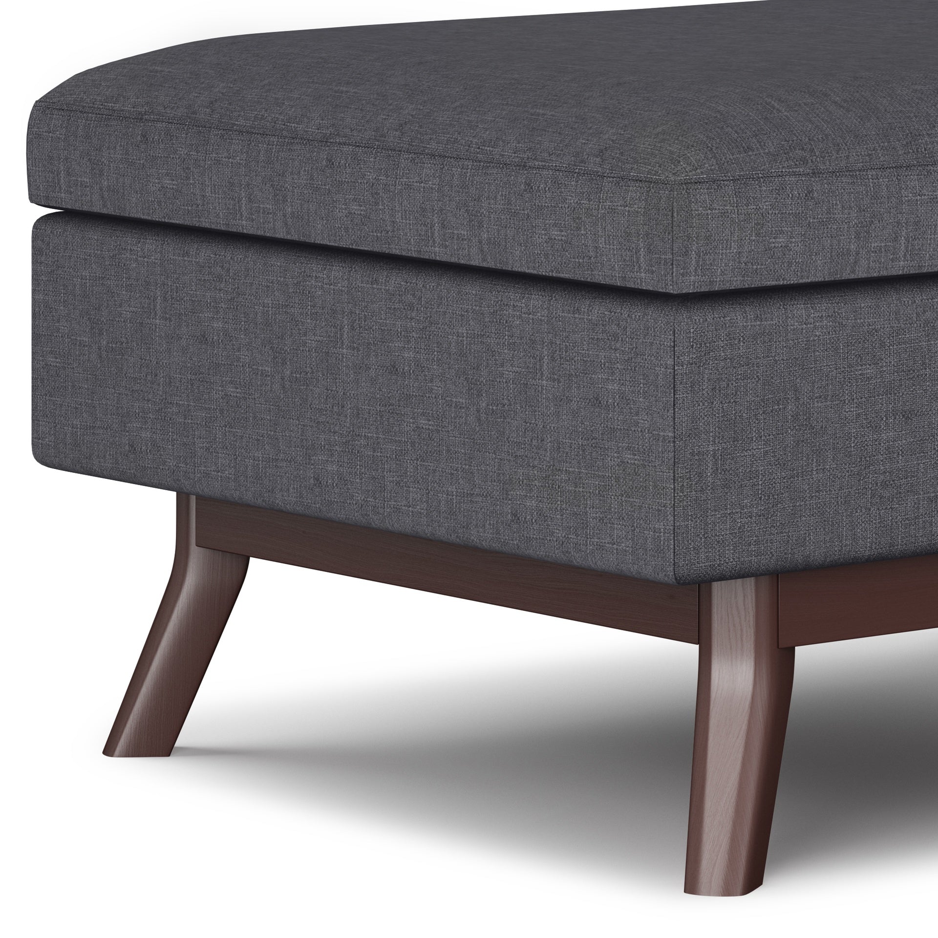 Owen 34 inch Wide Coffee Table Storage Ottoman in Slate Grey Linen Look Fabric
