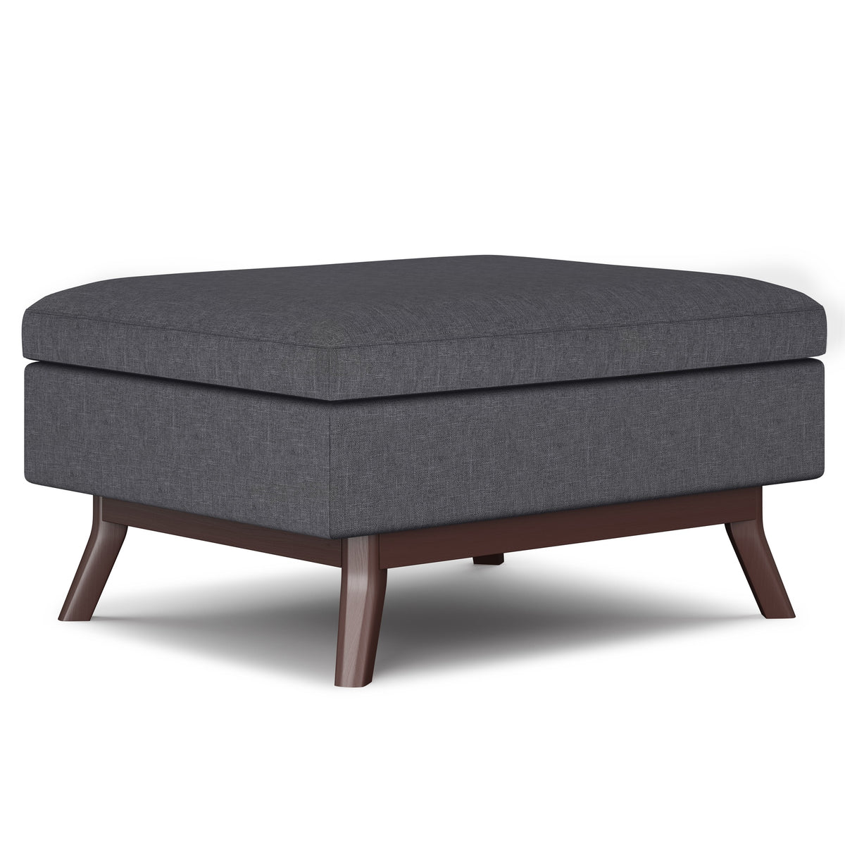 Owen 34 inch Wide Coffee Table Storage Ottoman in Slate Grey Linen Look Fabric