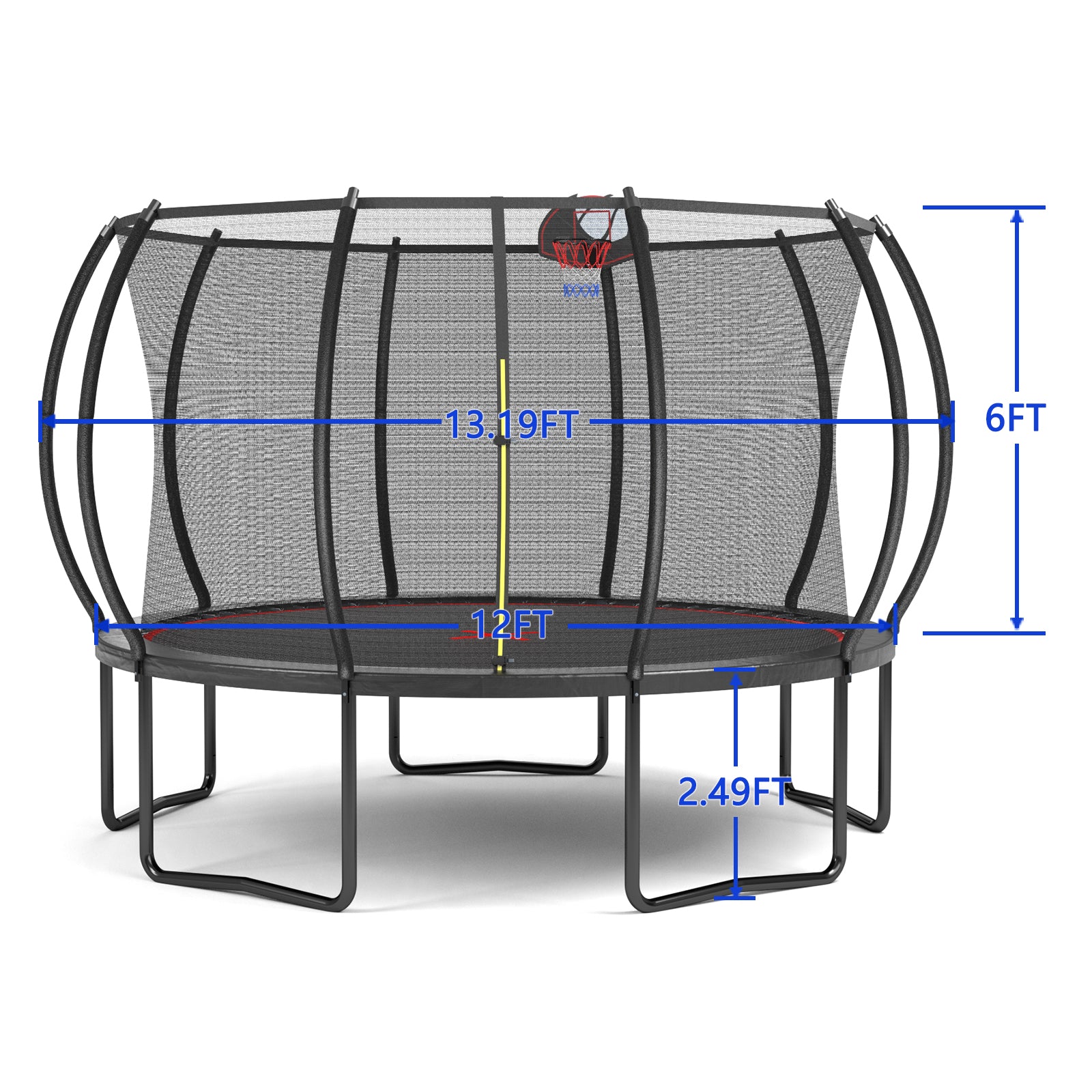 YC 12FT trampoline Pumpkin- ladder-Black Red