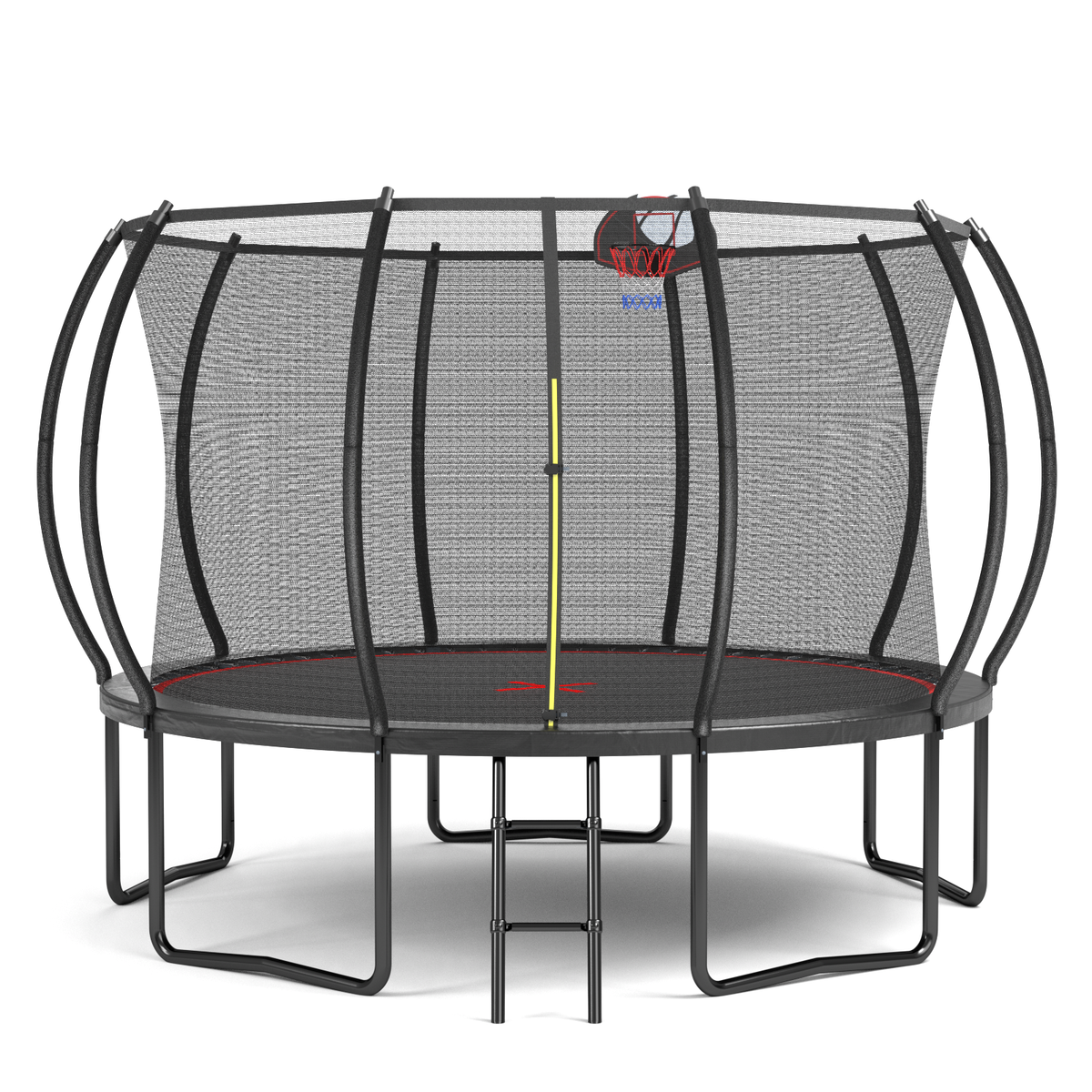 YC 12FT trampoline Pumpkin- ladder-Black Red