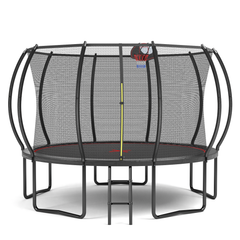 YC 12FT trampoline Pumpkin- ladder-Black Red