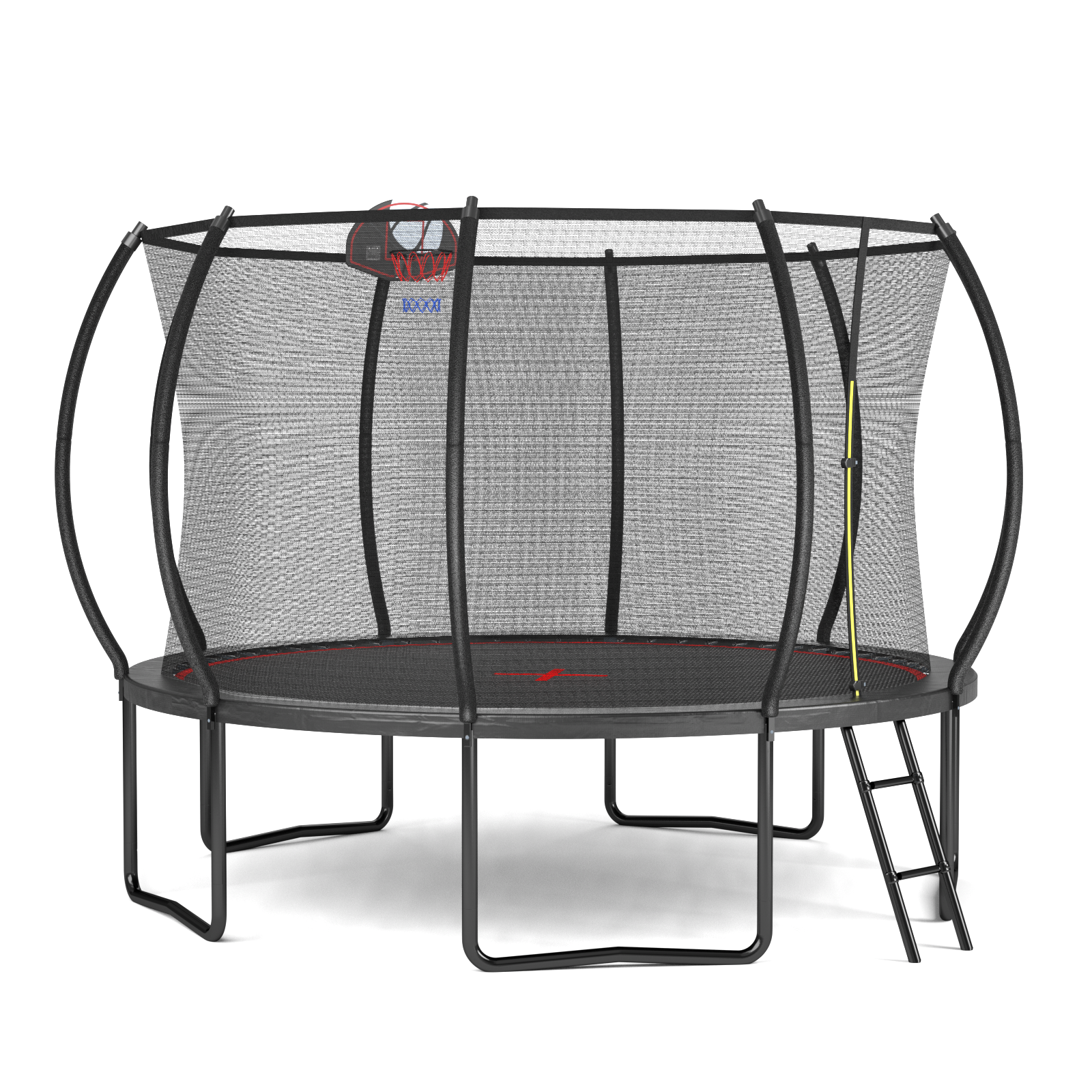 YC 12FT trampoline Pumpkin- ladder-Black Red