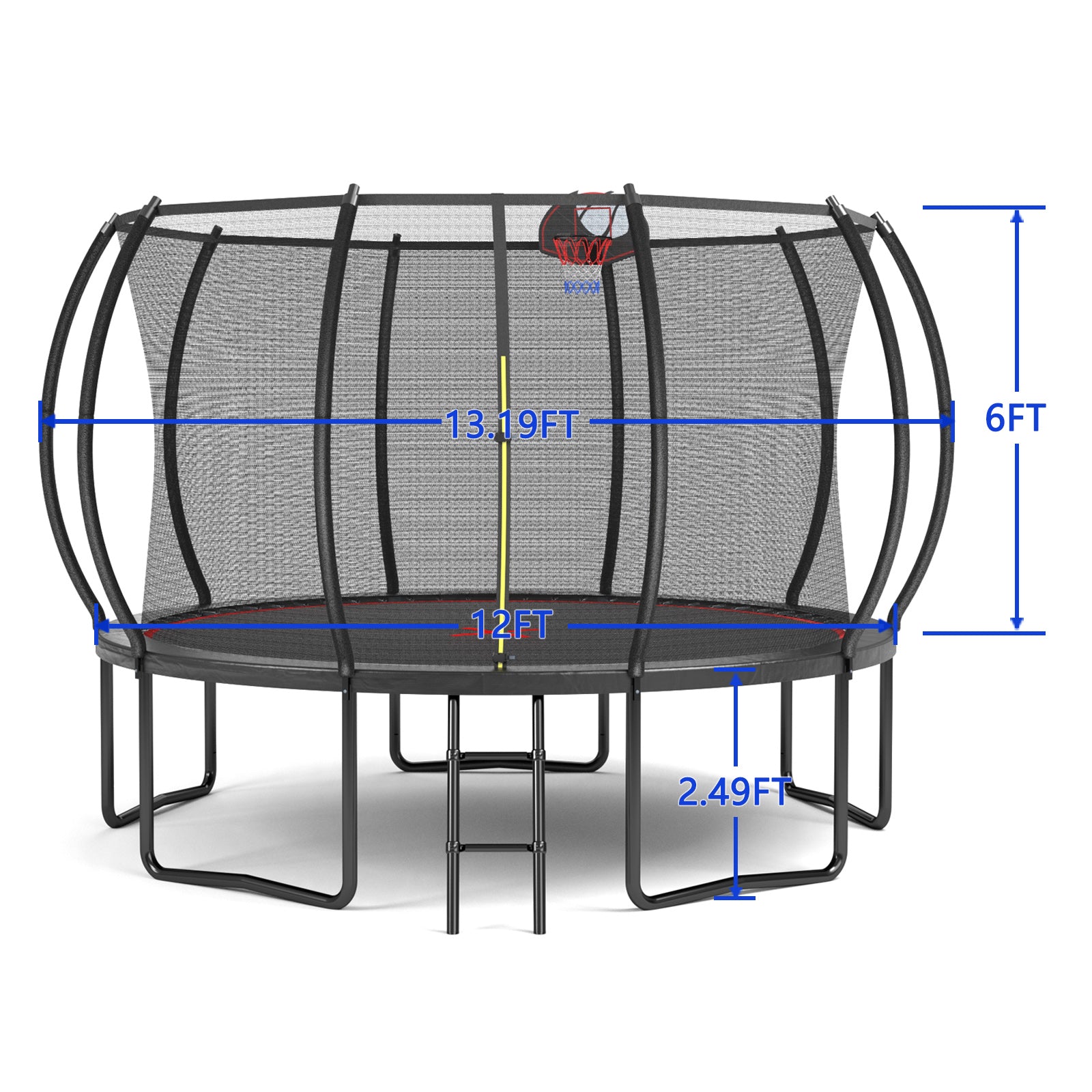 YC 12FT trampoline Pumpkin- ladder-Black Red
