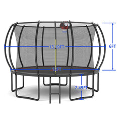 YC 12FT trampoline Pumpkin- ladder-Black Red