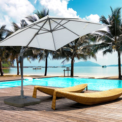 Outsunny Square Cantilever Patio Umbrella Base with 4 Wheels for Easy Moving, Heavy Duty Umbrella Stand Weight, 330 lb Capacity Sand or 249 lb Capacity Water, Coffee