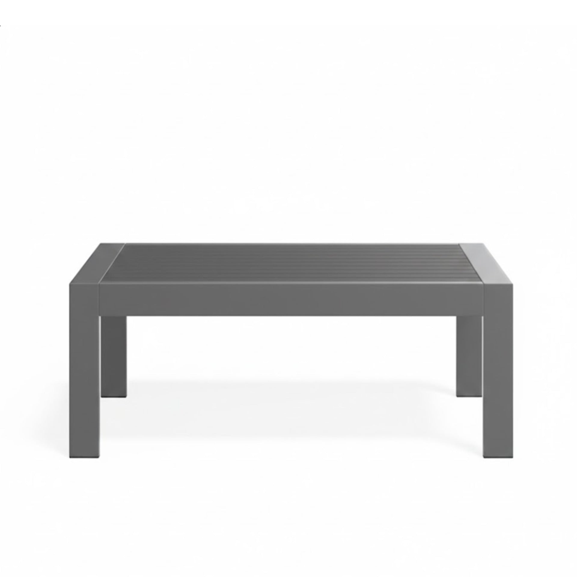 43" x 24" All-Weather Metal Outdoor Coffee Table with Wood-Look Top and Gray Frame