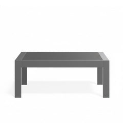 43" x 24" All-Weather Metal Outdoor Coffee Table with Wood-Look Top and Gray Frame