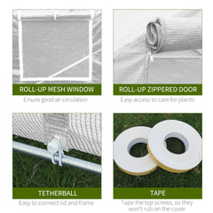 Outsunny 20' x 10' x 7' Walk-in Tunnel Greenhouse with Zippered Mesh Door & 8 Mesh Windows, Gardening Plant Hot House with Galvanized Steel Hoops, White