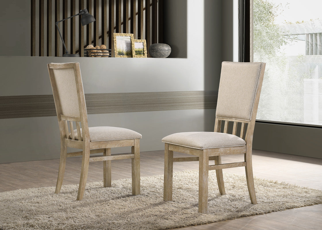 Baldo Set of 2 Reclaimed Wheat 19"W Contemporary Fabric Dining Chair