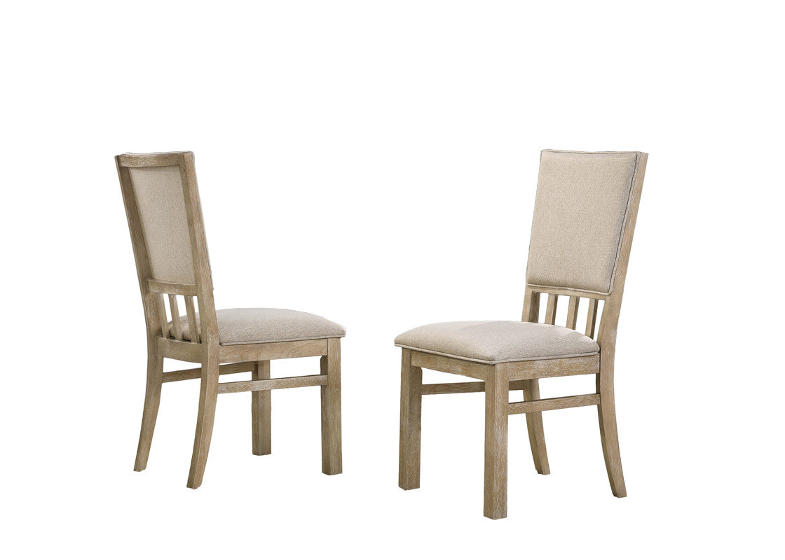 Baldo Set of 2 Reclaimed Wheat 19"W Contemporary Fabric Dining Chair
