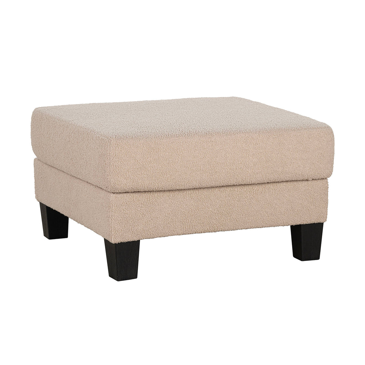 Beige Finish Contemporary Style Square Storage Ottoman Wooden Legs Primary Living Room