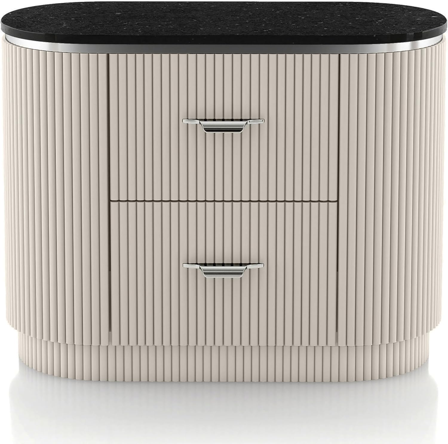 Contemporary Style 1pc Nightstand Stone Top French And English Dovetail Drawers Chrome Pulls Silver line Accent Light Gray Finish Bedroom Furniture
