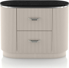 Contemporary Style 1pc Nightstand Stone Top French And English Dovetail Drawers Chrome Pulls Silver line Accent Light Gray Finish Bedroom Furniture