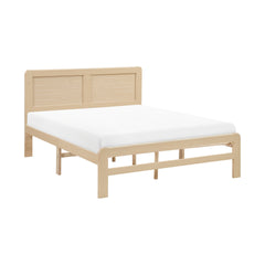 1pc Contemporary Natural Finish Full Size Platform Bed Frame Wooden Bedroom Furniture Bed in a Box