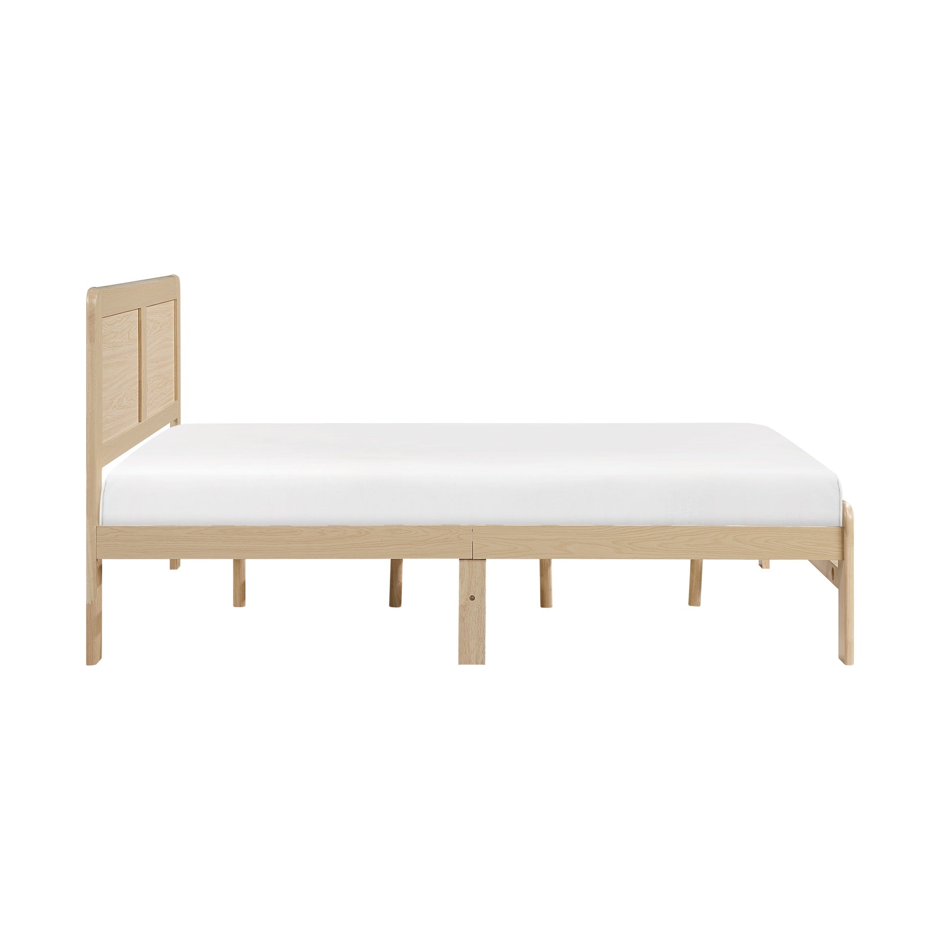 1pc Contemporary Natural Finish Full Size Platform Bed Frame Wooden Bedroom Furniture Bed in a Box