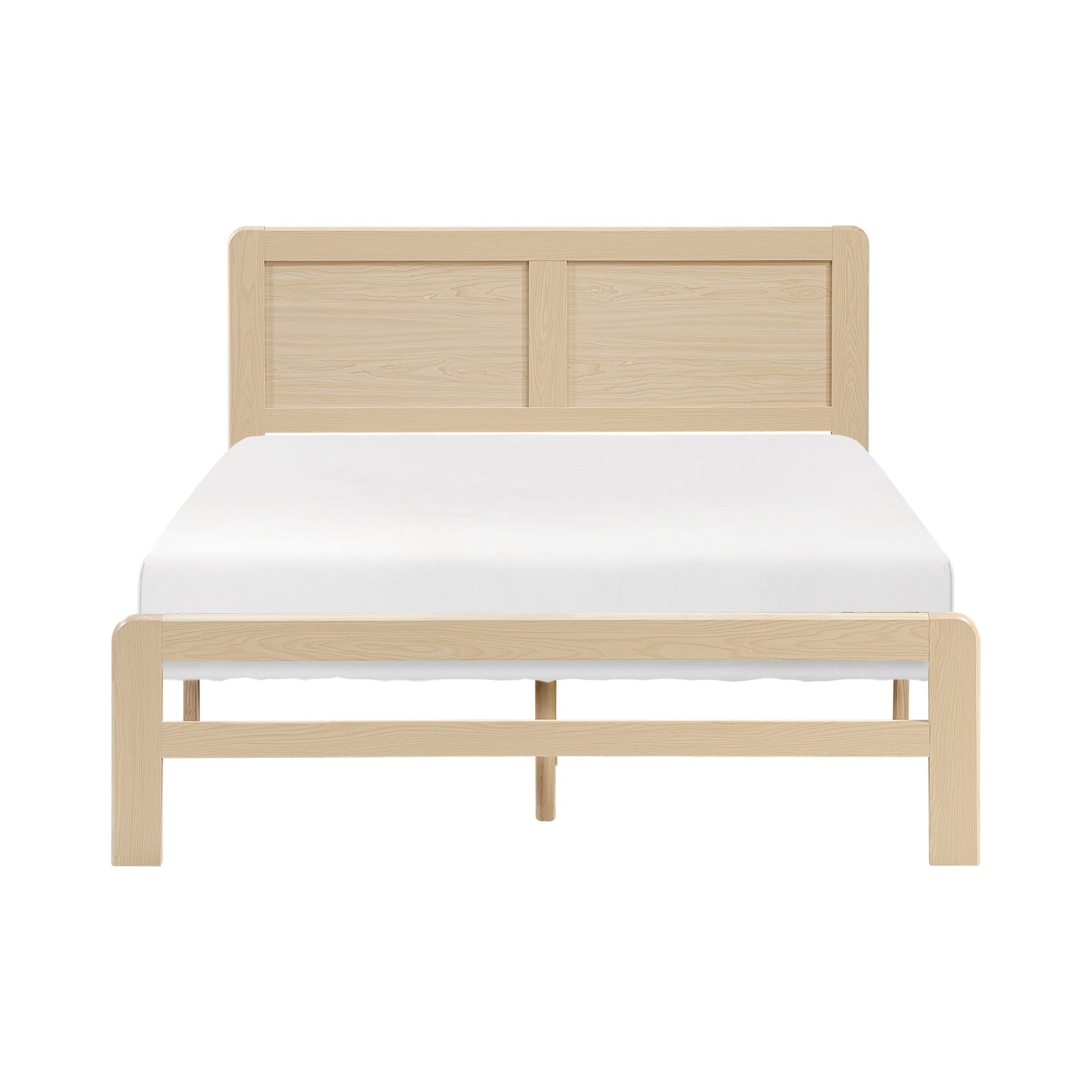 1pc Contemporary Natural Finish Full Size Platform Bed Frame Wooden Bedroom Furniture Bed in a Box