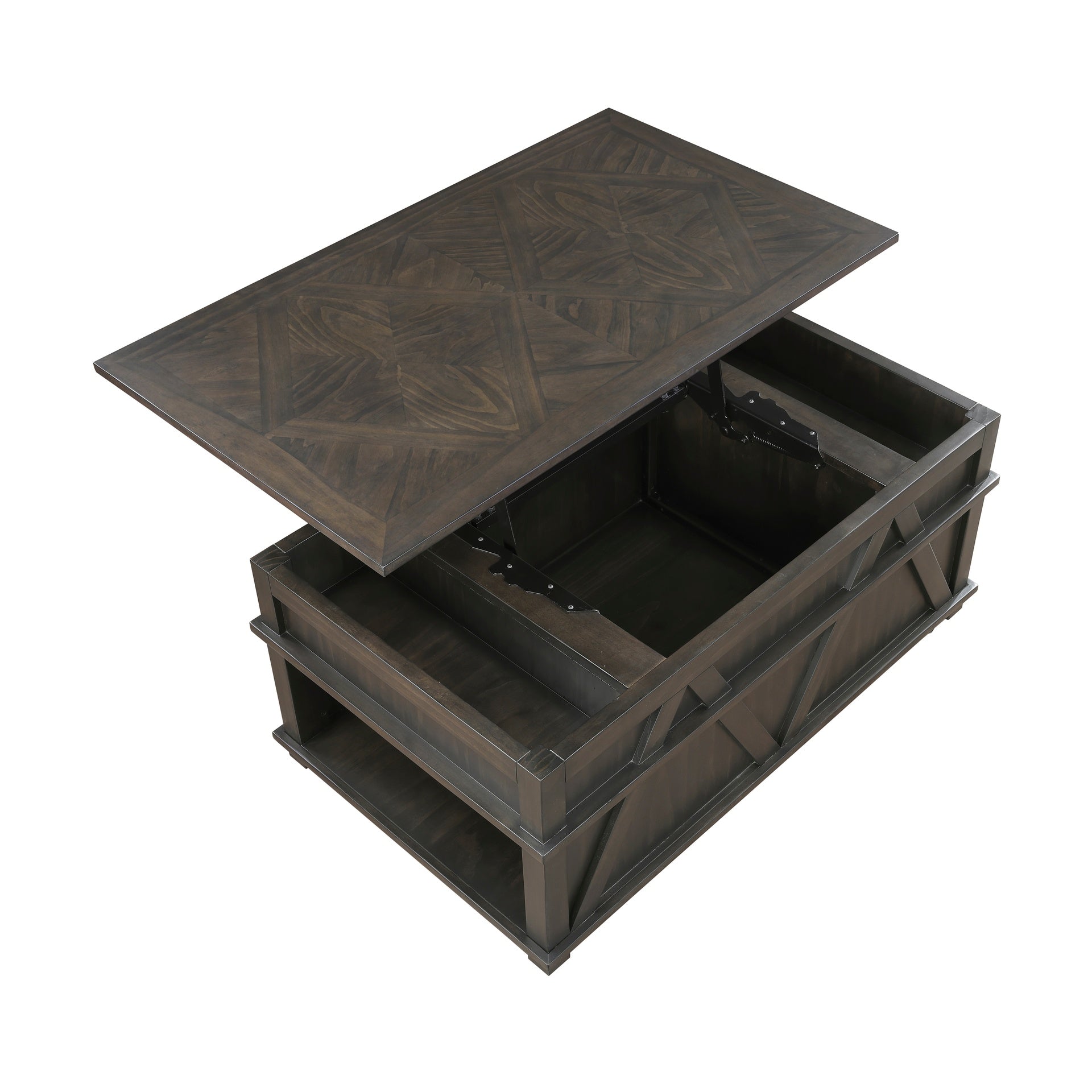 Traditional Rustic Lift-Top Cocktail Table with Storage Brown Finish Durable Wood Living Room Furniture 1pc Coffee Table