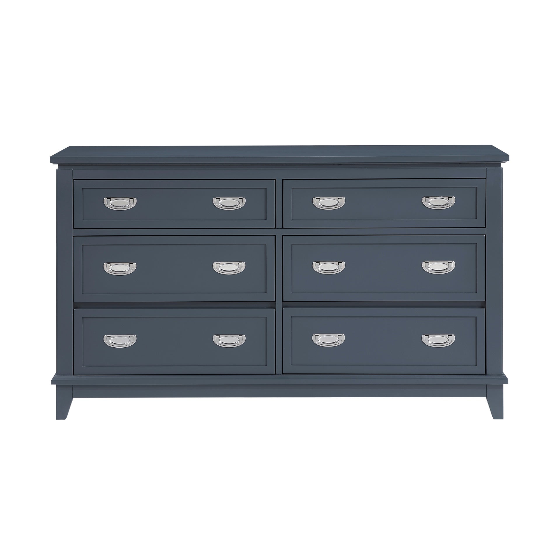 Navy Blue Finish Dresser with 6 Drawers Wooden Modern Bedroom Furniture 1pc