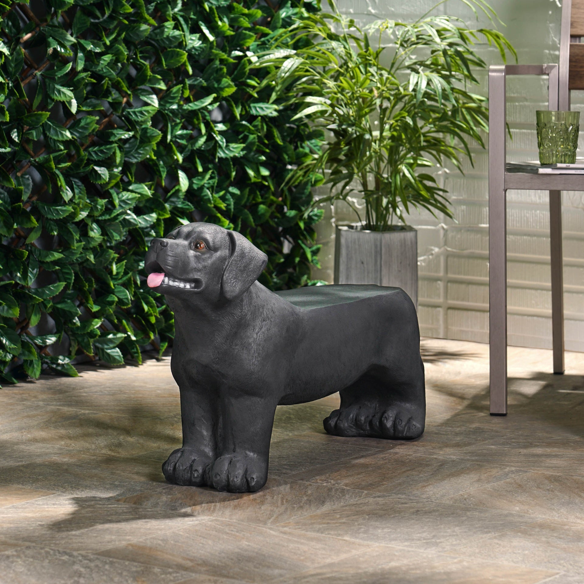 MGO DOG BENCH, Outdoor Bench, Matte Black + Black, No Assembly Required