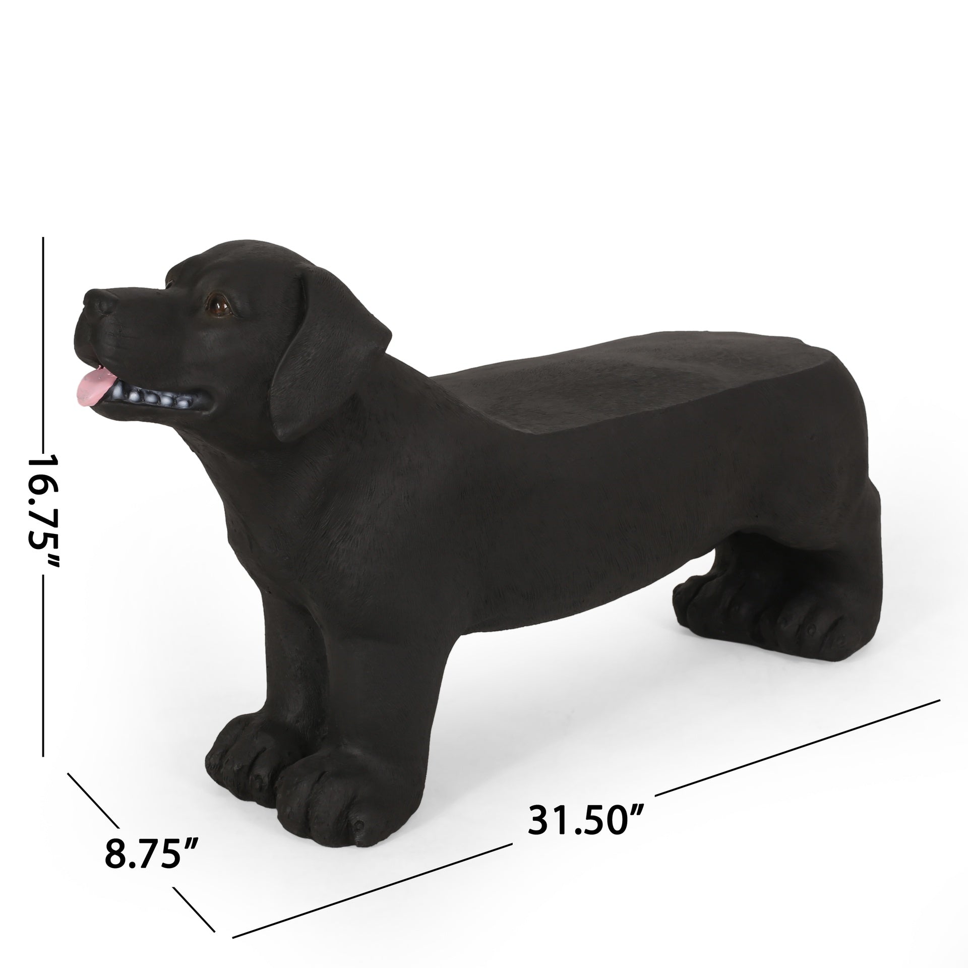 MGO DOG BENCH, Outdoor Bench, Matte Black + Black, No Assembly Required