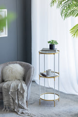 D16x39.5" 3-Ties Shelf, Luxurious White and Gold