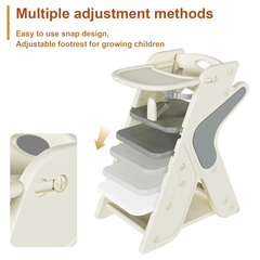 Multi functional Growing Up Dining chair,A high chair suitable for eating and feeding,Adjustable Height Toddler Tower,Use five-point seat belts and a movable large dinner plate.