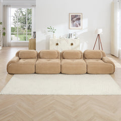4-seat sofa soft corduroy fabric 32D high-resilience sponge pet-friendly ergonomic design full compression vacuum packaging free combination no assembly for bedrooms studies,Camel