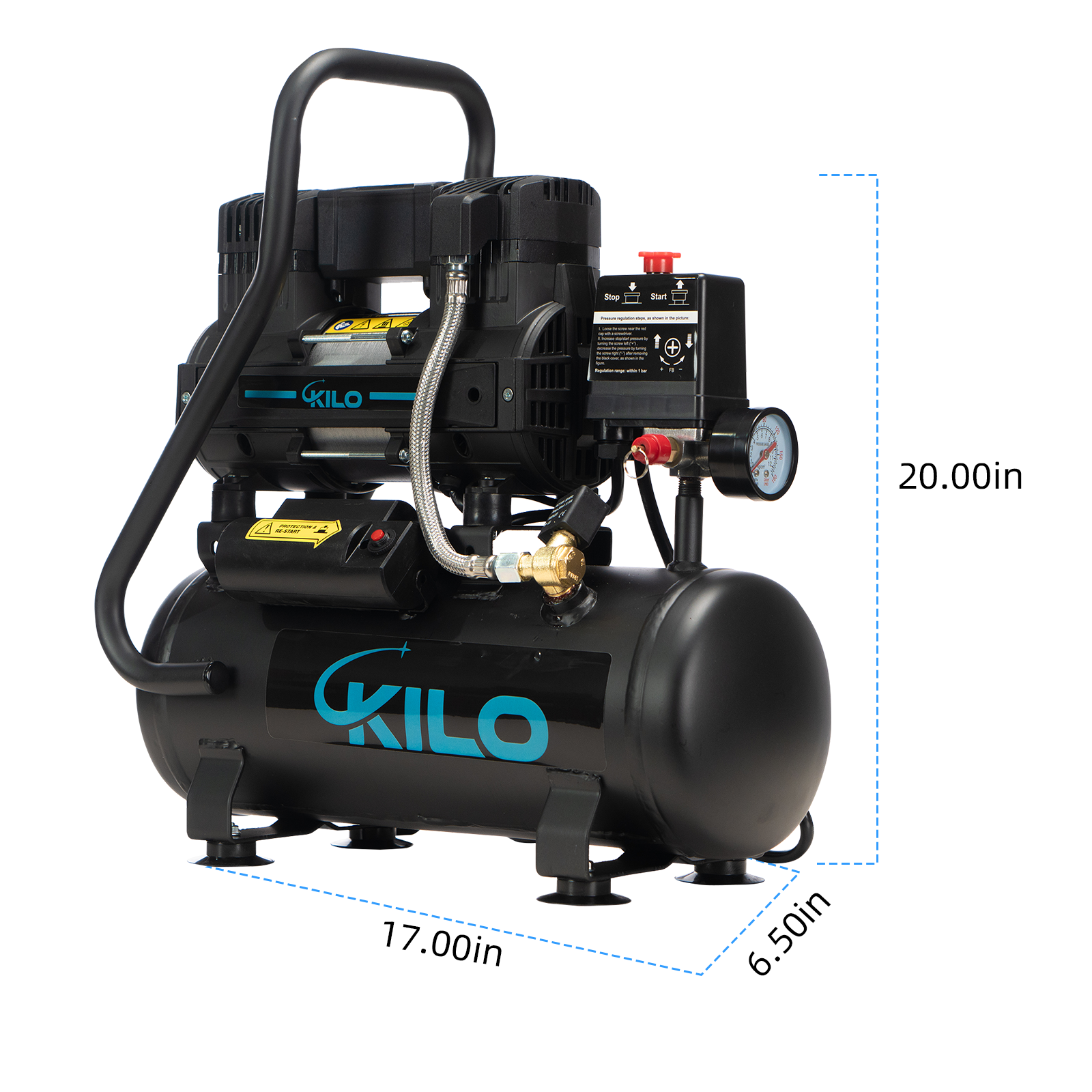 2 Gallon Oil Free Air Compressor, 1.0HP,  Max.100 PSI Pressure, 65dB Ultra Quiet Compressor for Auto Repair, Tire Inflation, Spray Painting, Woodwork Nailing