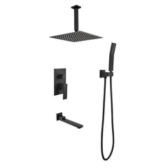 Shower system combo with hand shower, 16 inch shower head and tub spout