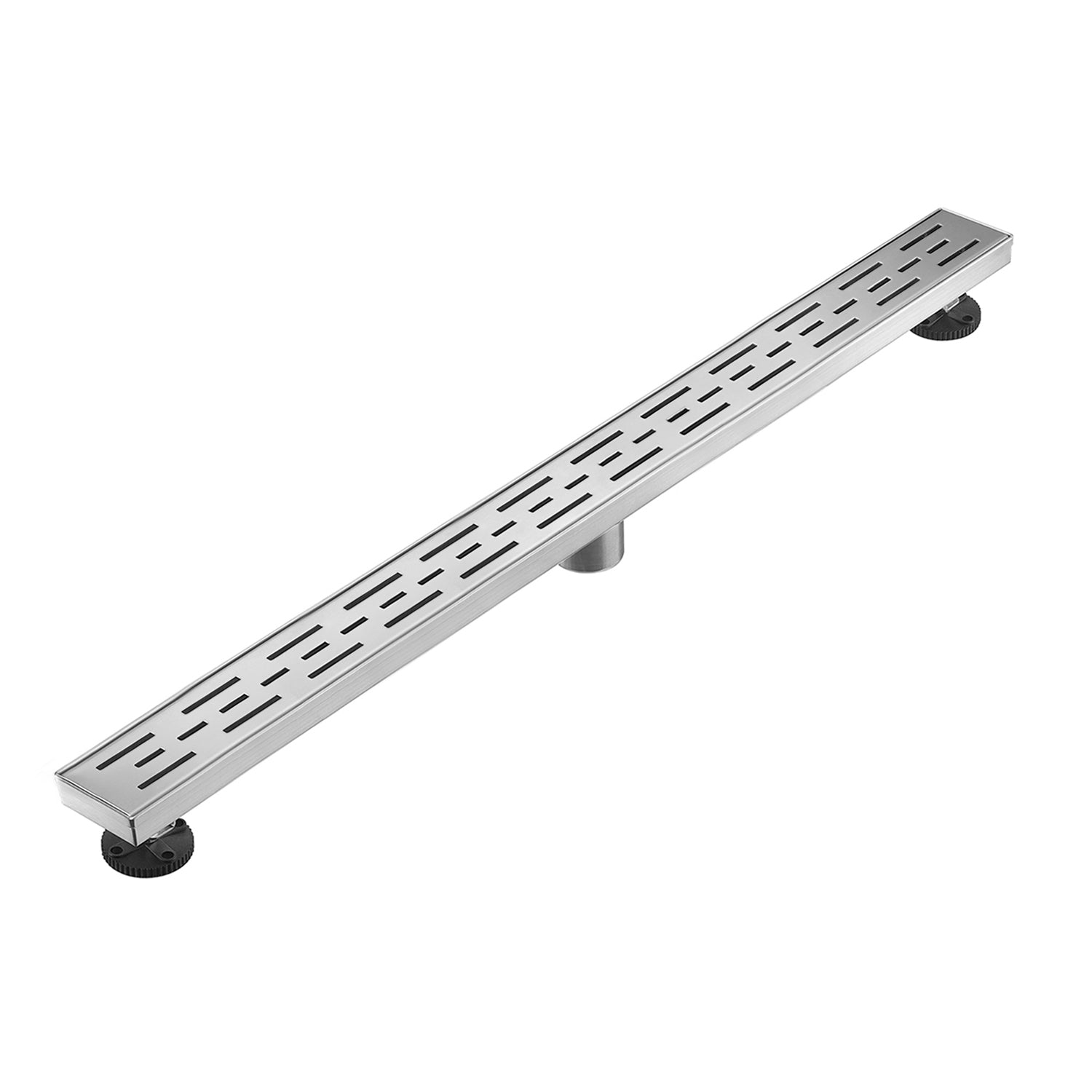36 Inch Linear Shower Drain with Removable Brick Patterned Grate Cover, 304 Stainless Steel Shower Floor Drain with Hair Strainer and Leveling Feet