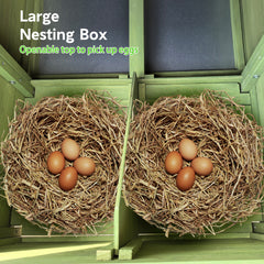 11.12 ft² Large Wooden Chicken Coop with 2 Free-Range Doors, 2 Nesting Boxes & Perch – Outdoor Hen House Poultry Cage