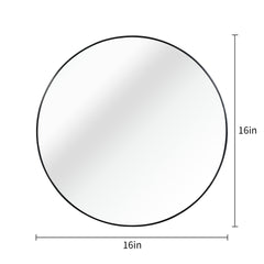 Black 16 Inch Metal Round Bathroom Mirror