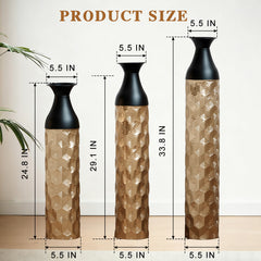 Floor Metal Vases Decorated White Metal vases Set of 3 gorgeous home decoration large glazed metal vases 24.8in/29in/33.8in height